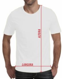 altura e largura camiseta